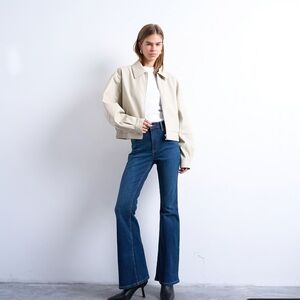 Topshop Jamie flare high rise jeans in rich blue